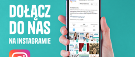 Plakat dołącz do nas na Instagramie - Telefon komórkowy z kontem instagramowym szczepienia.info 