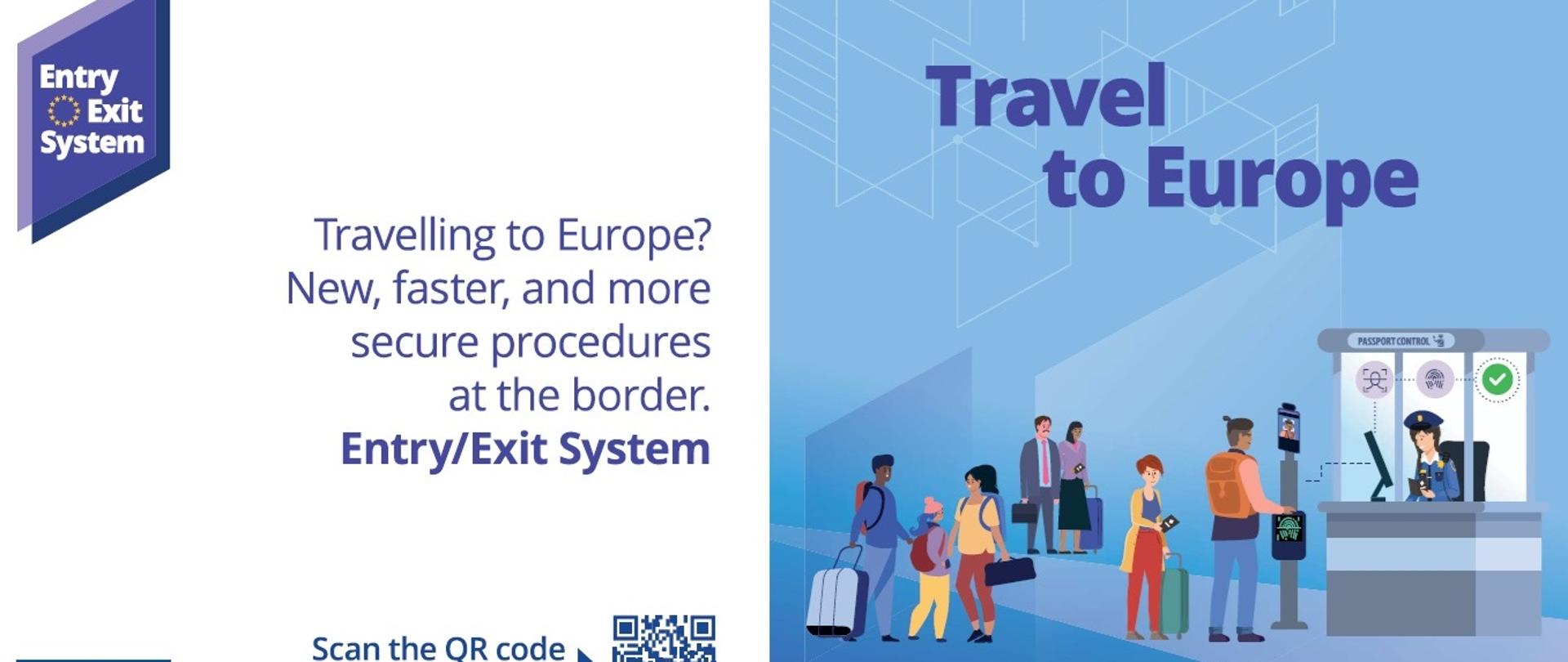 Baner informujący o nowej procedurze wjazdowej do Unii Europejskiej