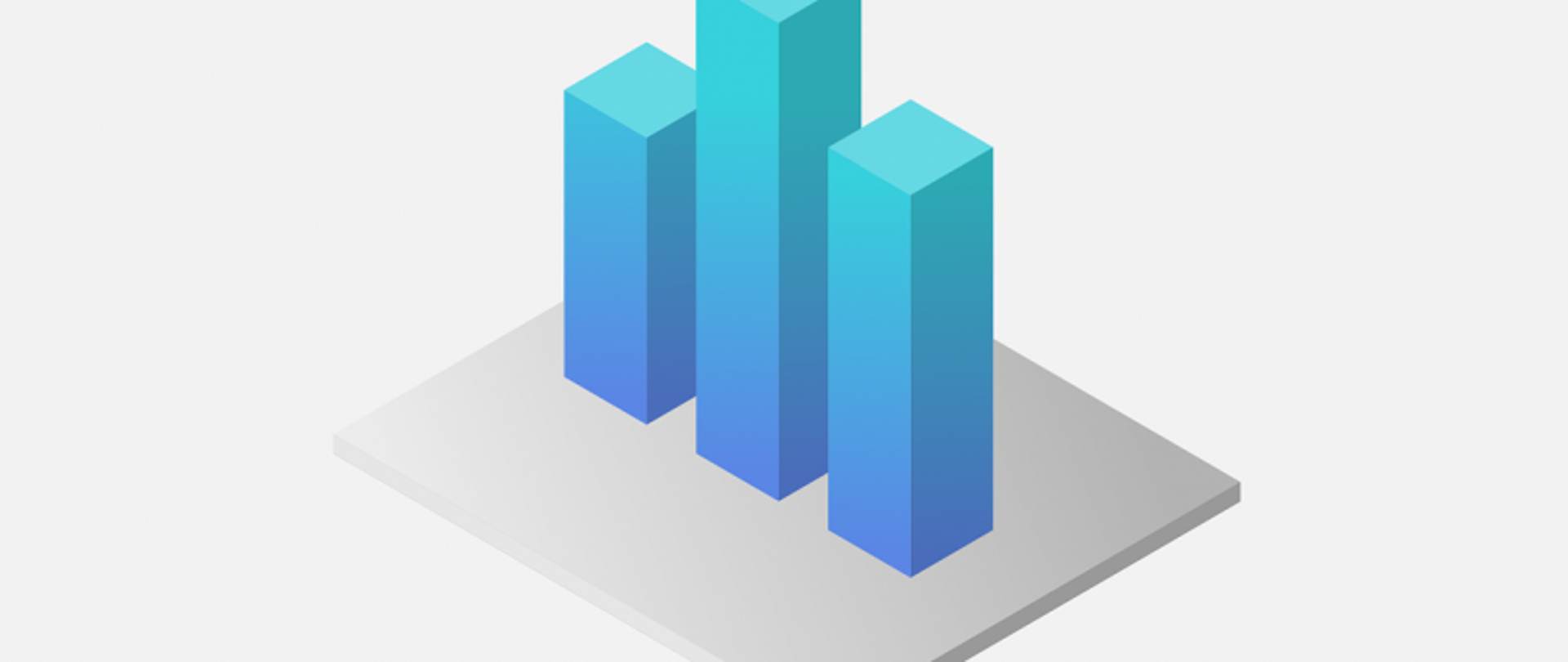 „3D wykres słupkowy z czterema niebieskimi słupkami na prostokątnej podstawie.”