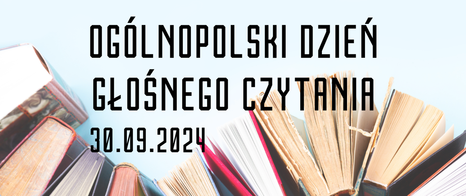 Na tle książek informacja o dniu: 30.09.2024r.