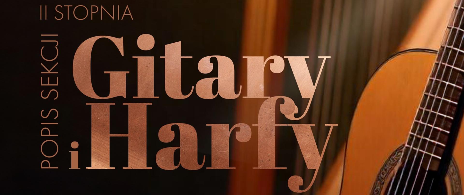 gitara i harfa na brązowym tle