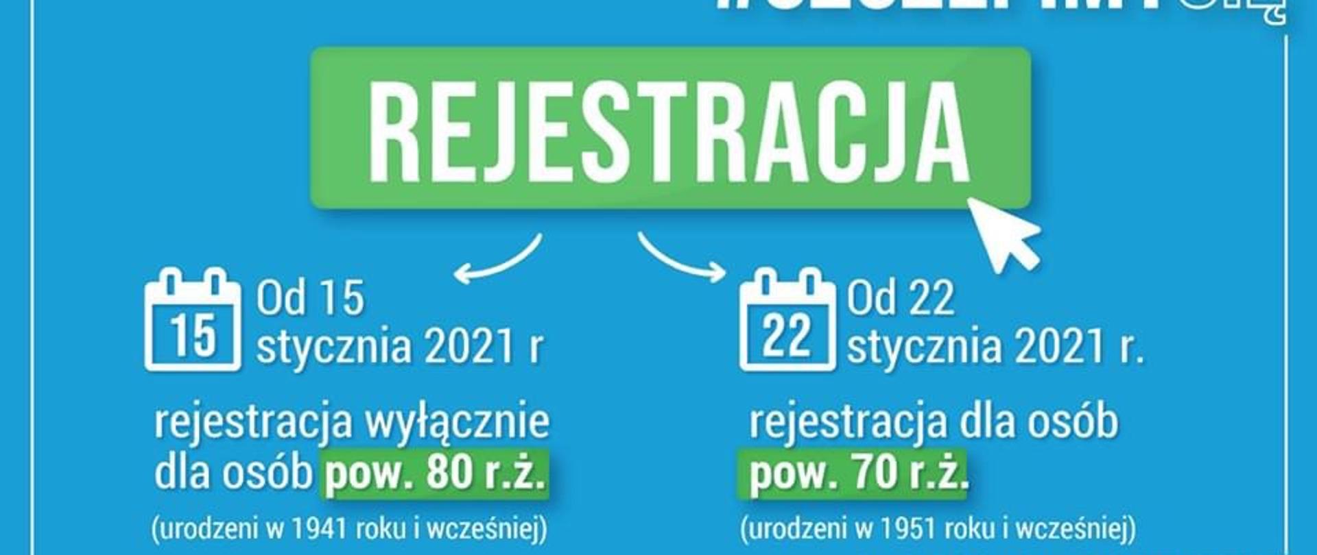 grafika z informacjami o dwóch terminach rozpoczęcia szczepień dla seniorów