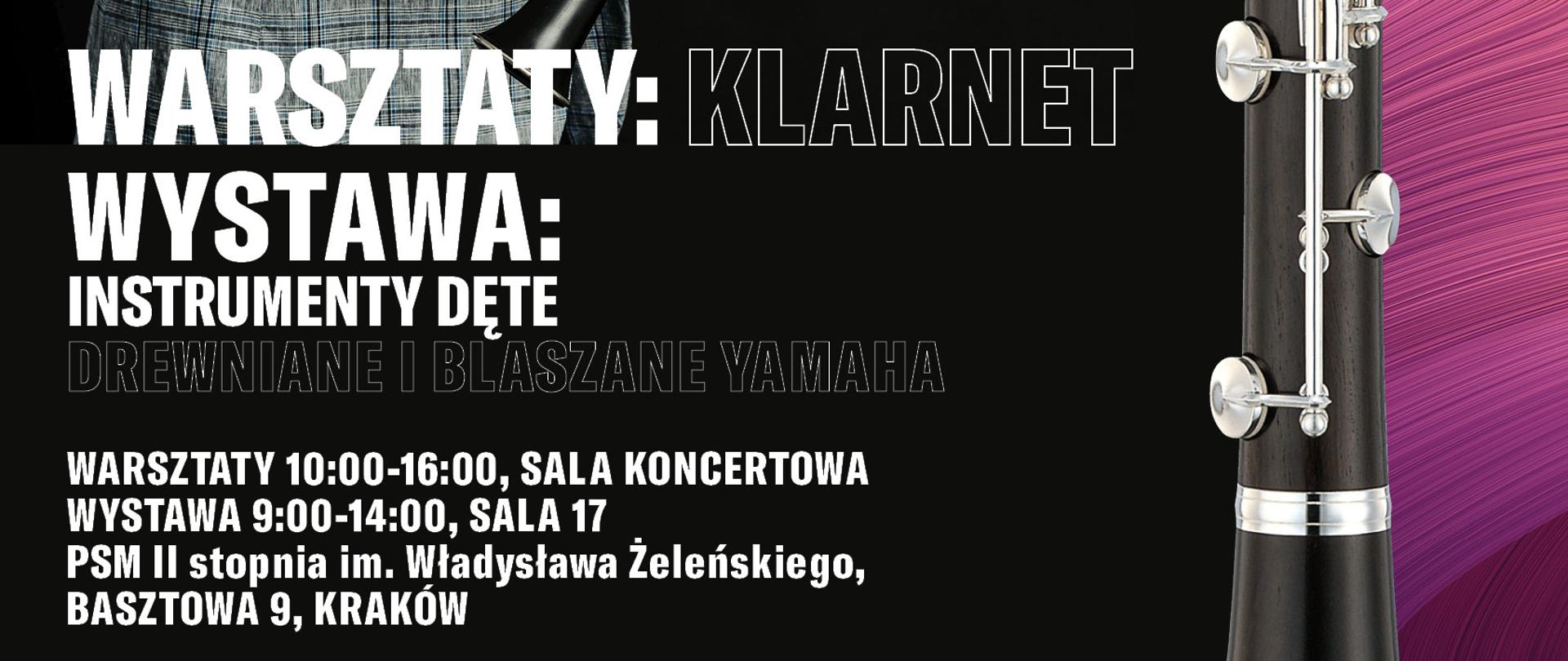 grafika zdjęcia Jakuba Bokuna napis warsztaty klarnetowe 31.05.2023