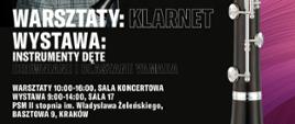 grafika zdjęcia Jakuba Bokuna napis warsztaty klarnetowe 31.05.2023