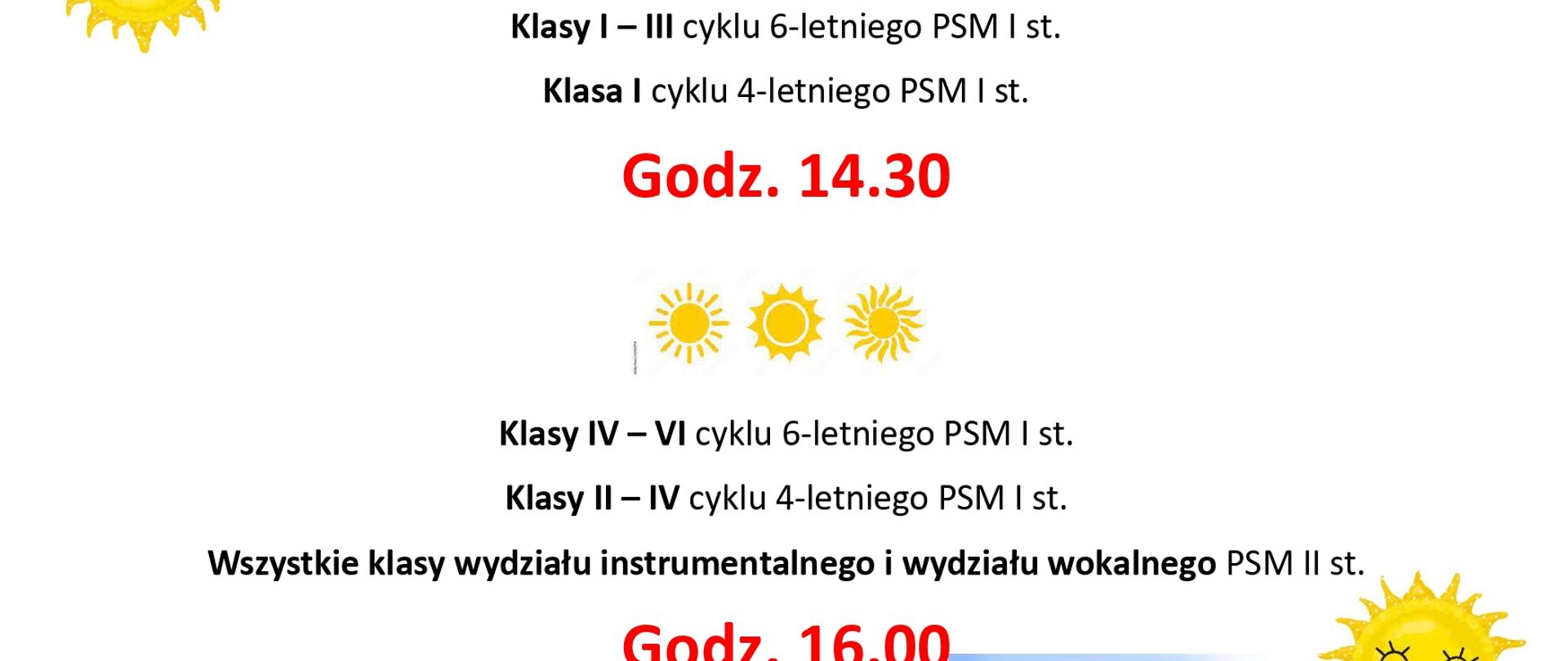 Plakat na białym tle z informacjami o miejscu i czasie zakończenia roku szkolnego 2022/23