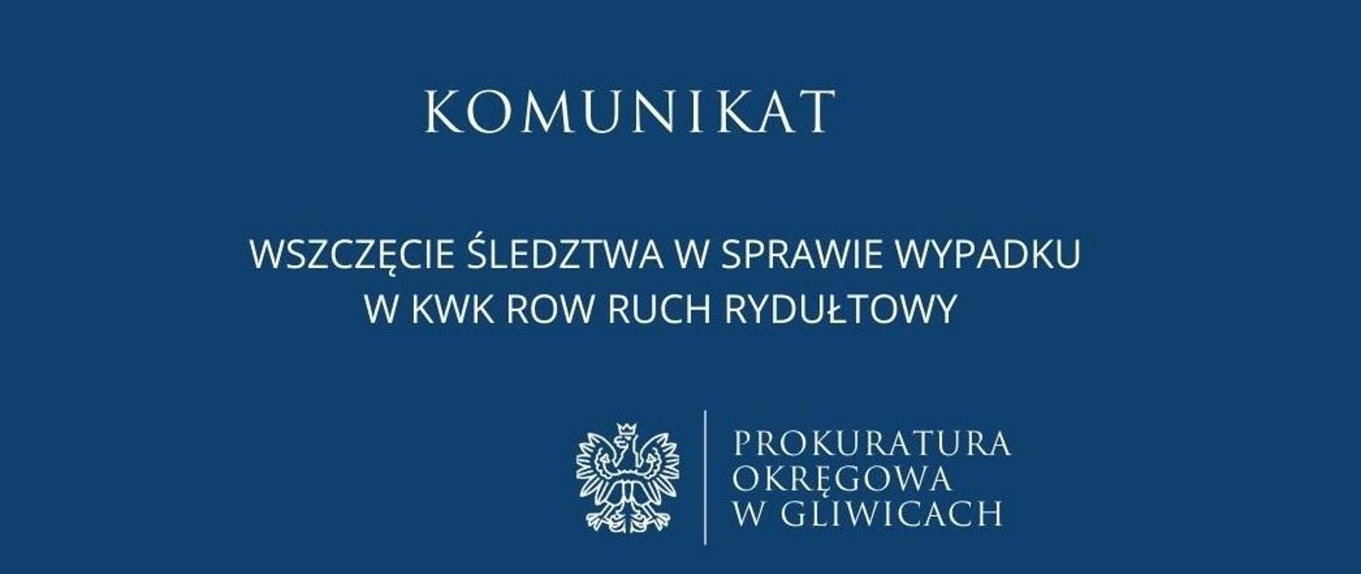 Wszczęcie śledztwa w sprawie wypadku w KWK ROW Ruch Rydułtowy