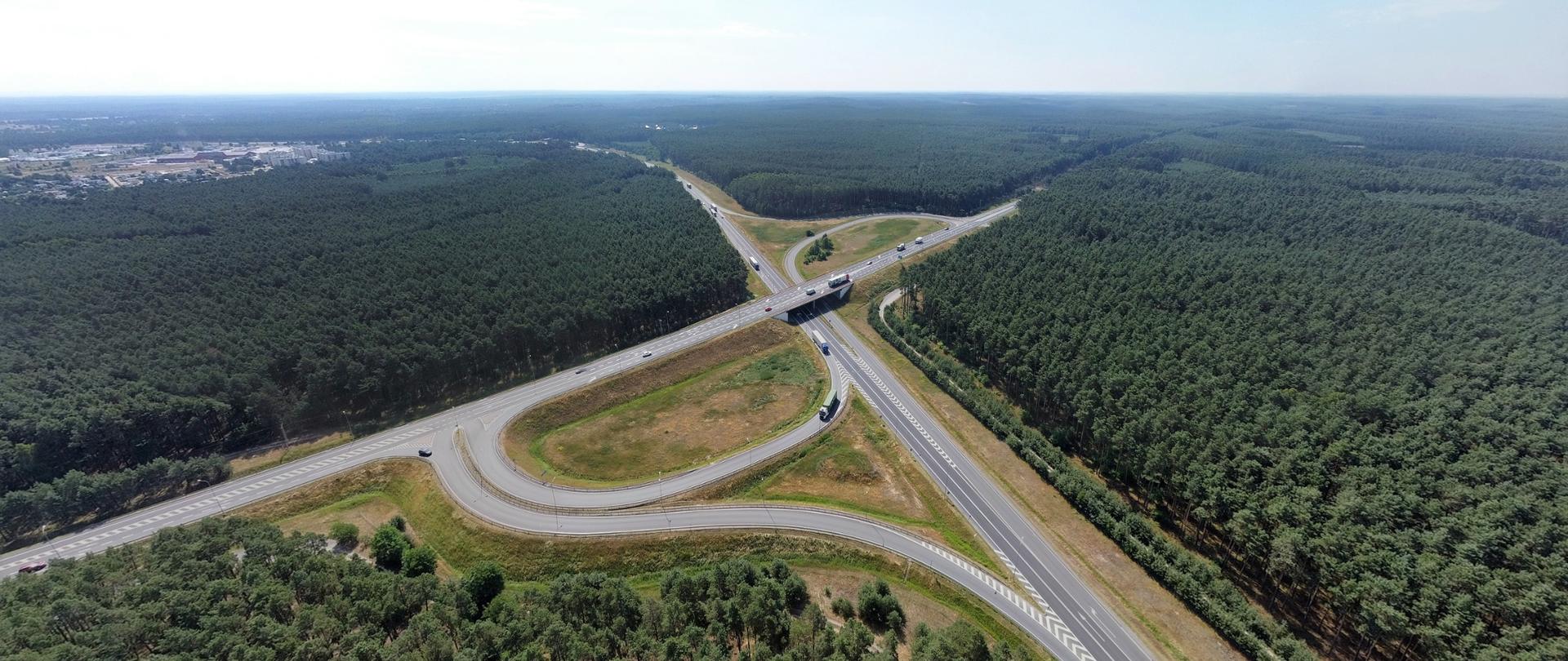 Widok na węzeł Toruń Zachód w kierunku wschodnim
