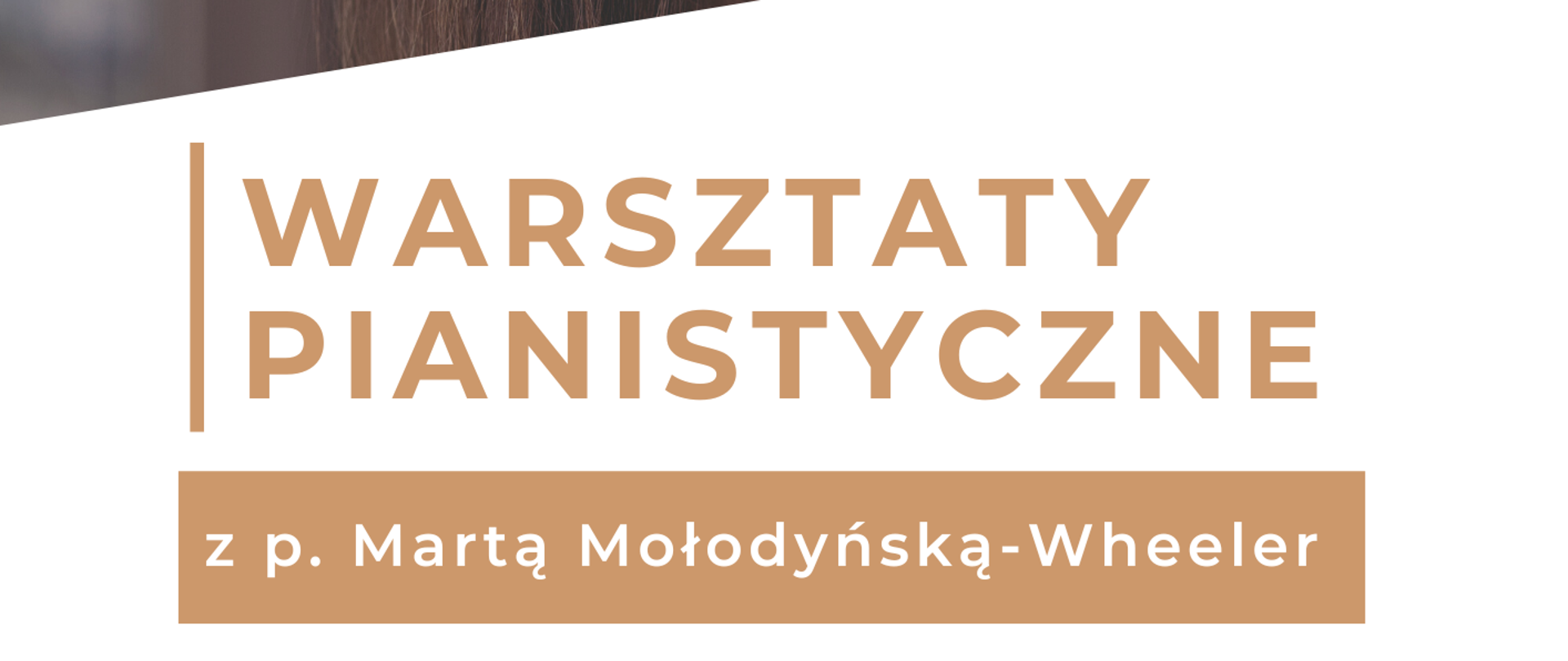 Plakat warsztatów ze zdjęciem portretowym prelegentki w górnej części oraz szczegółami wydarzenia w dolnej części