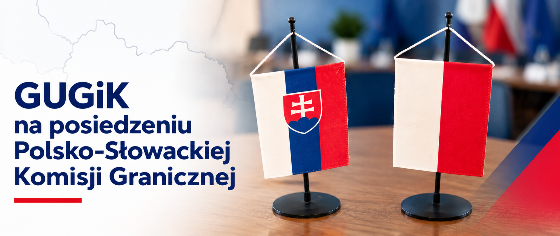 Flagi Polski i Słowacji – współpraca polsko-słowacka w ramach Komisji Granicznej.