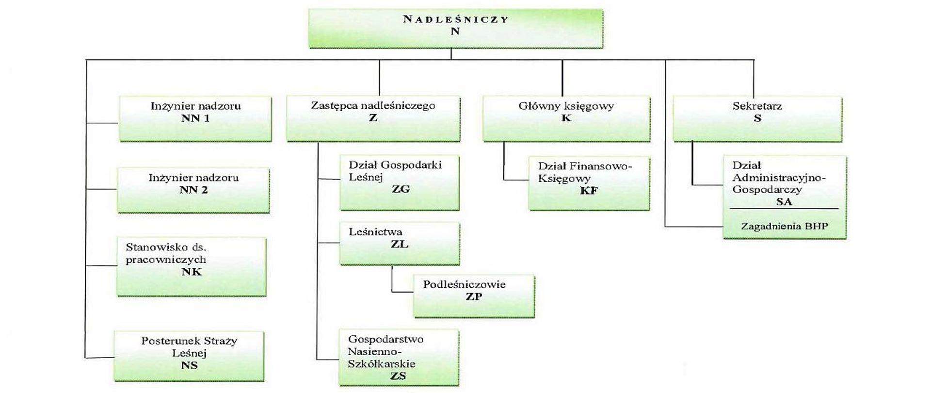 Schemat organizacyjny Nadleśnictwa Pomorze
