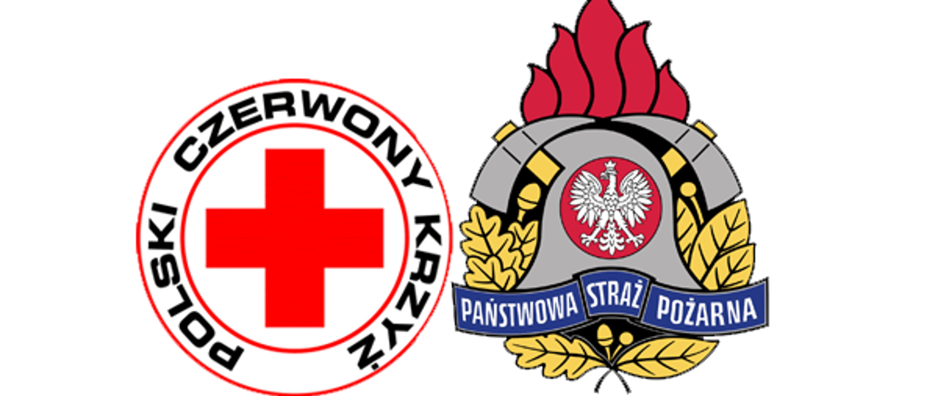 Logo Polskiego Czerwonego Krzyża oraz Logo PSP