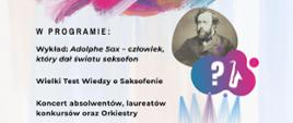 Plakat ze zdjęciem Adolphe Saxa i napisem Dzień Saksofonu