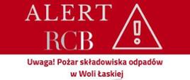 Alert RCB - pożar składowiska odpadów w Woli Łaskiej 