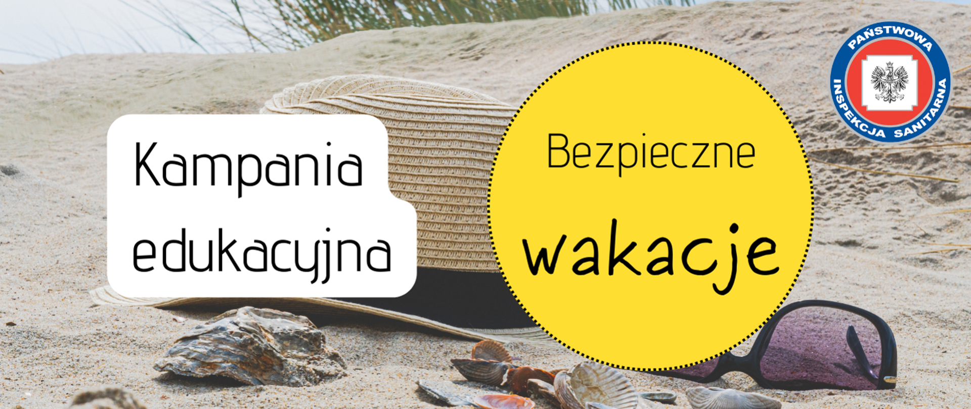grafika promująca kampanię edukacyjną bezpieczne wakacje