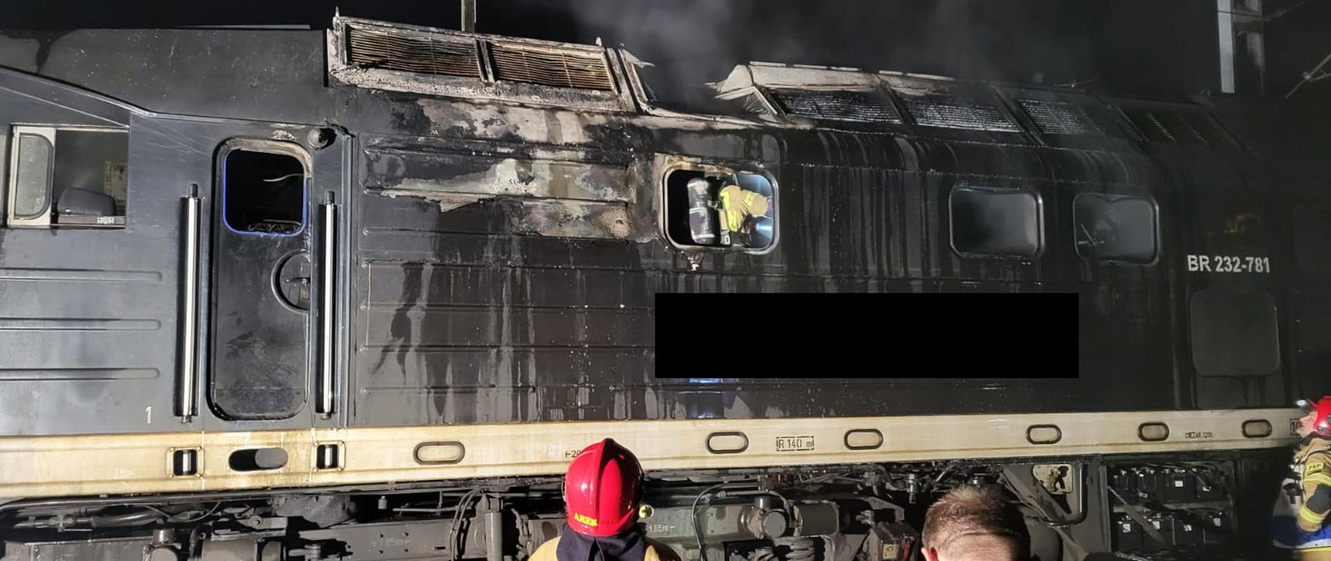Pożar lokomotywy - działania