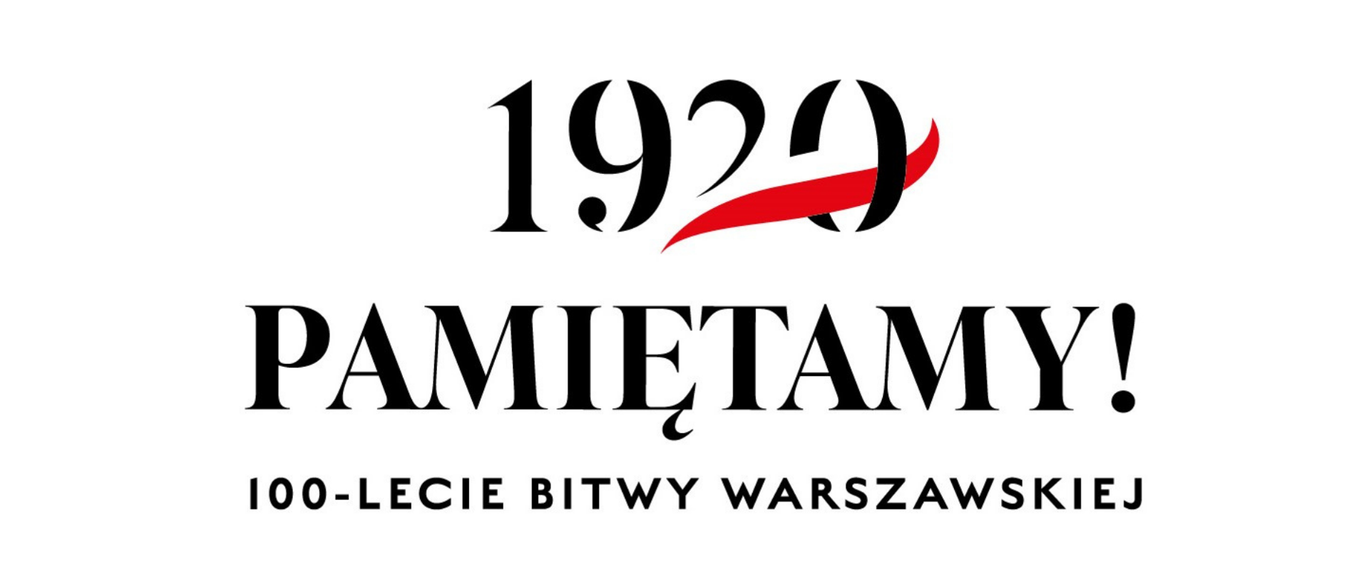 Na białym tle znajduje się czarny napis. W cyfrach 1920 znajduje się flaga biało czerwona
