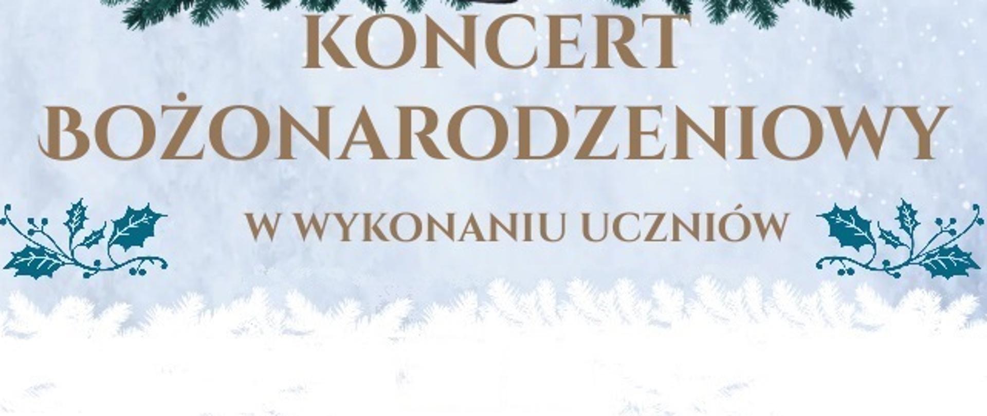 Plakat koncertu bożonarodzeniowego w dniu 20 grudnia 2022r. o godz. 17:00 w Starogardzkim Centrum Kultury, w programie wykonanie kolęd i piosenek świątecznych. Tło plakatu w kolorze niebieskim z akcentami świątecznymi takimi jak bombki, śnieżynki. U góry plakatu napis „Państwowa Szkoła Muzyczna I st. im. Witolda Lutosławskiego w Starogardzie Gdańskim zaprasza na” po środku 3 choinki i skrzypce , pod nimi złoty napis KONCERT BOŻONARODZENIOWY w wykonaniu uczniów.