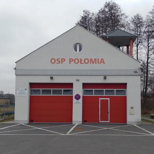 Zdjęcie prezentuje budynek jednostki OSP Połomia