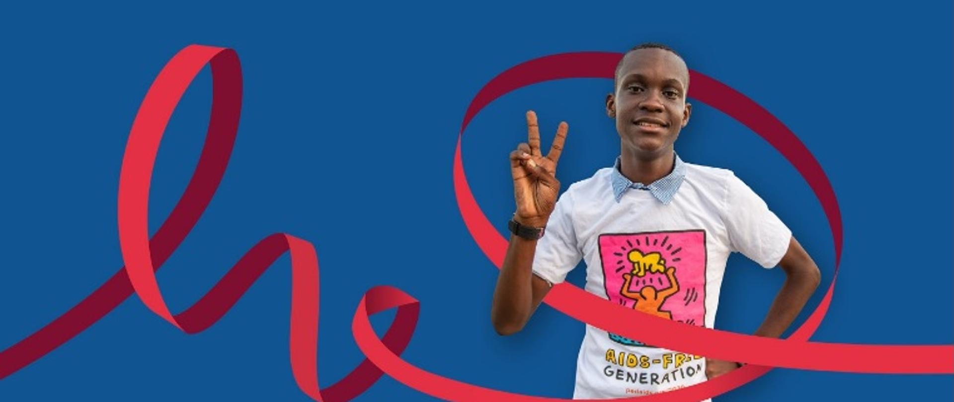 Chłopak z wstęgą.