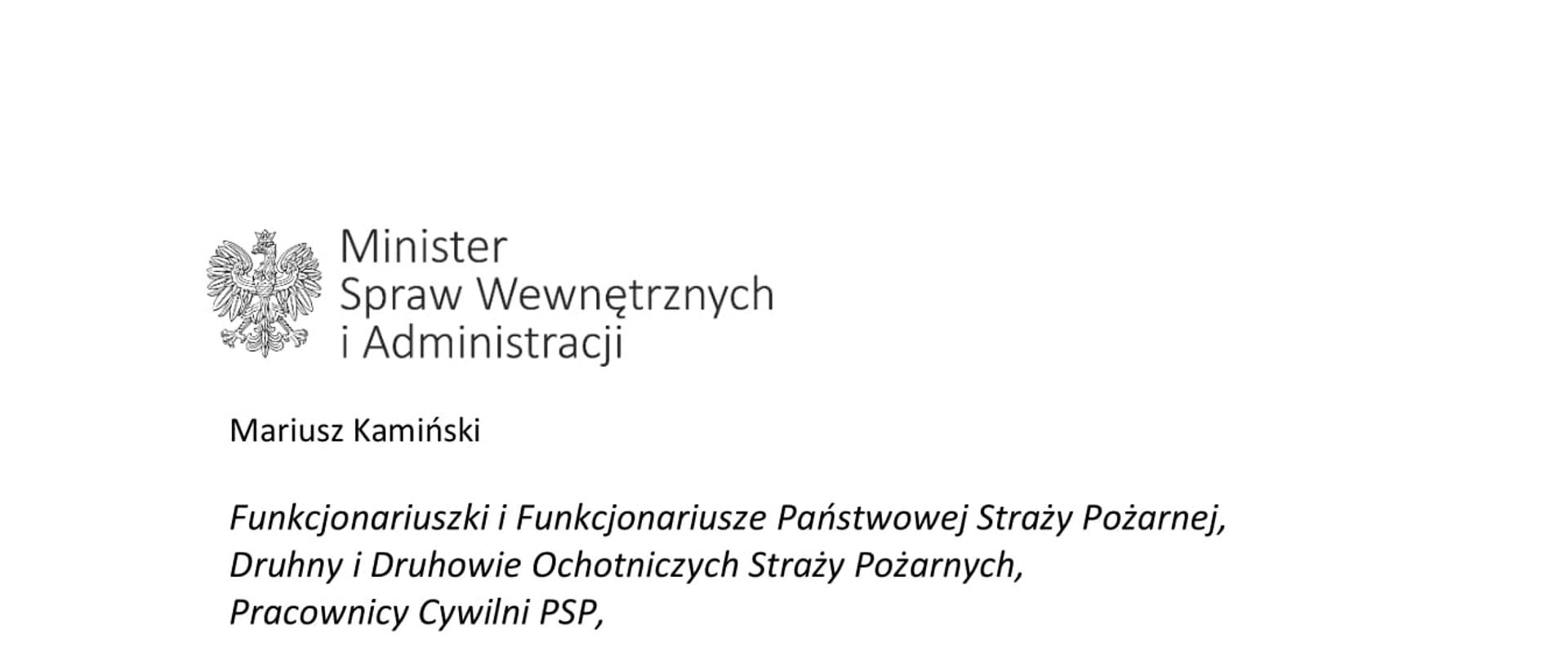 Życzenia Ministra Spraw Wewnętrznych i Administracji z okazji Dnia Strażaka