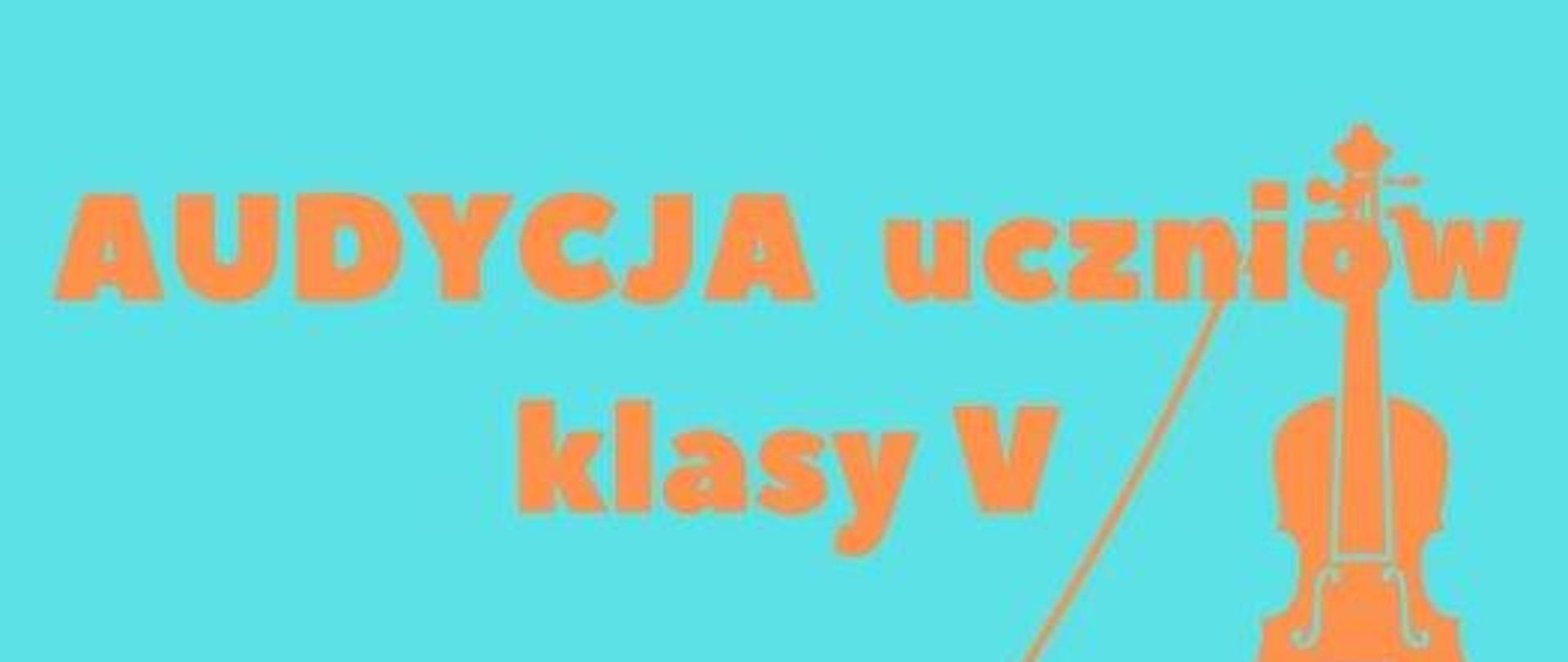 w dolnej części gitara oraz klawiatura fortepianu w górnej skrzypce ze smyczkiem, całość na niebieskim tle