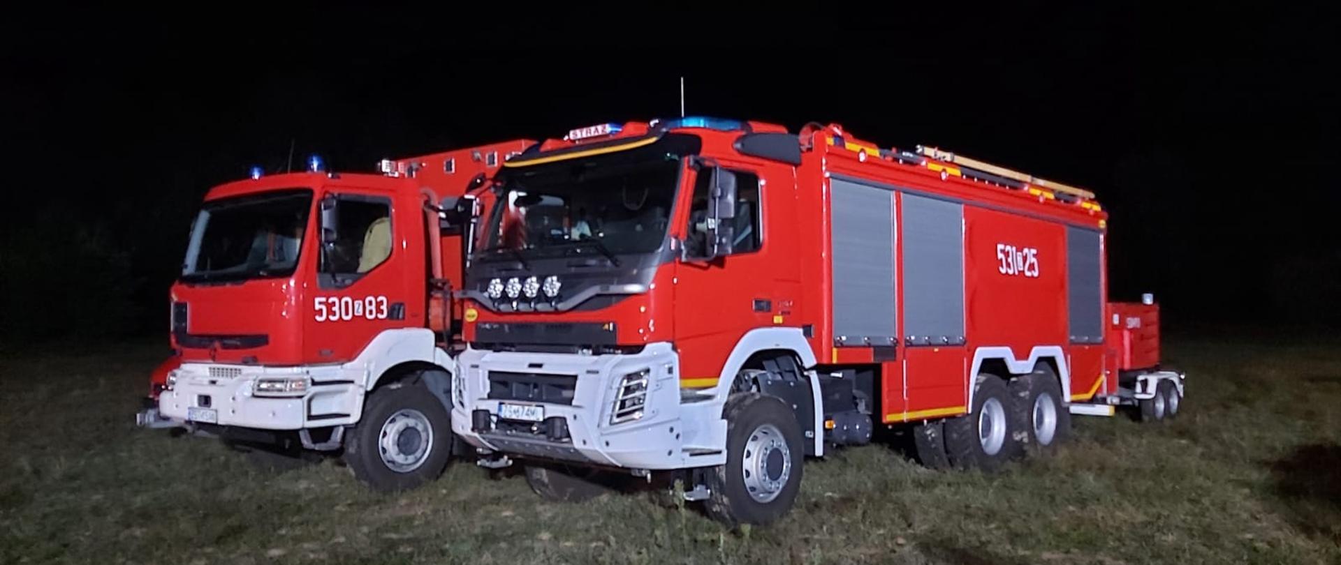 dwa samochody pożarnicze z JRG Stargard