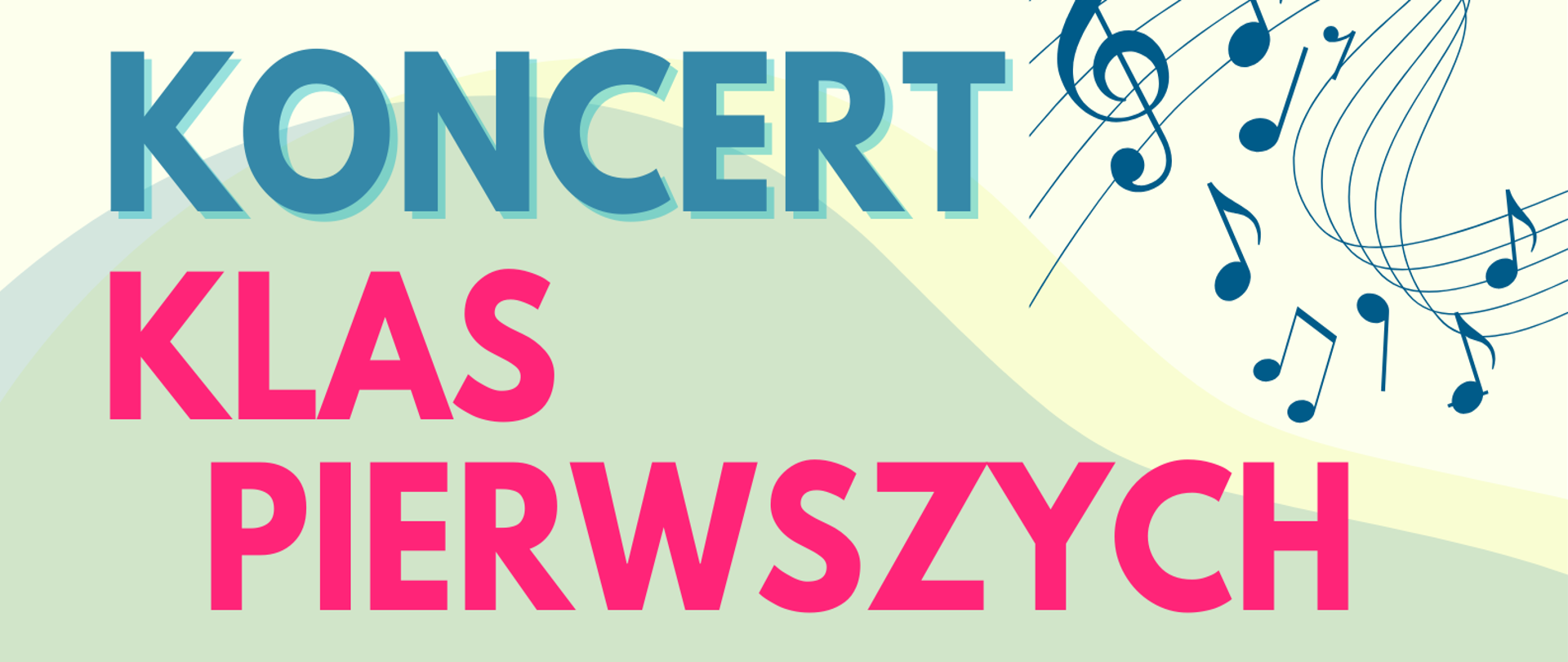 PSM w Głubczycach zaprasza na Koncert Klas Pierwszych - 20 maja godzina 16:00 , szary plakat z logiem szkoły u góry. 
