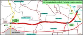 Przebieg autostrady A2 na odc. Biała Podlaska - granica państwa