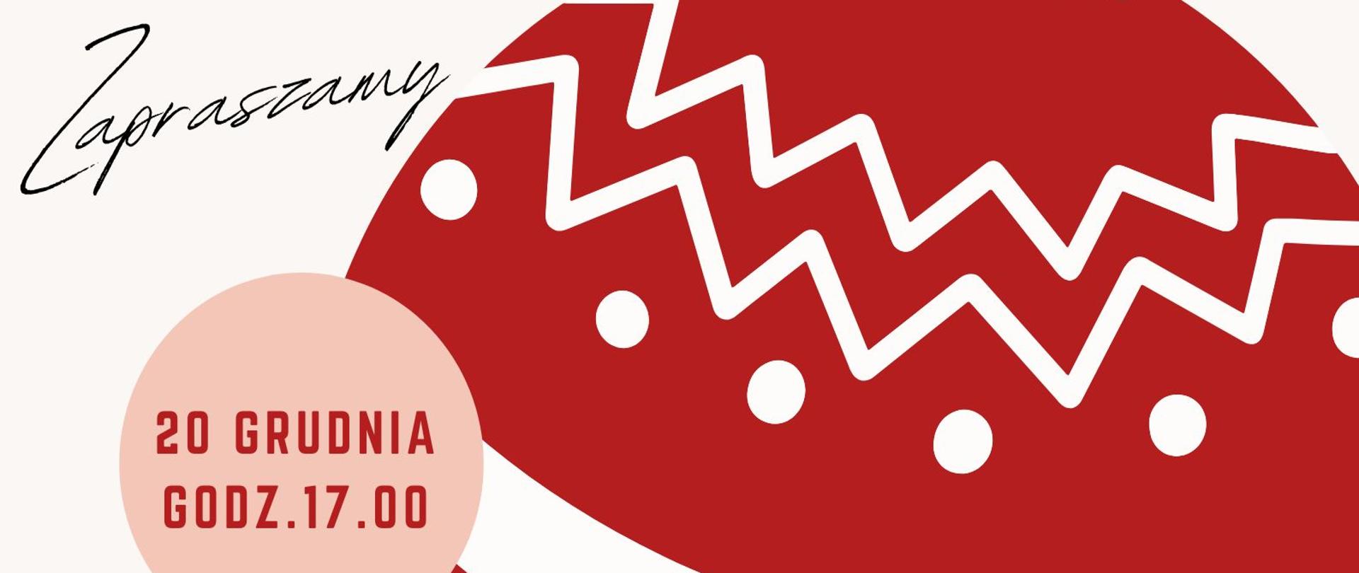 Plakat z grafiką czerwonej bombki