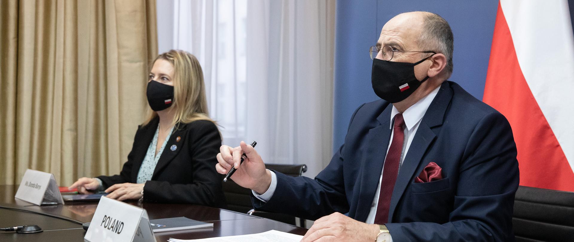 2020.12.14 Warszawa . Minister Zbigniew Rau . Wideokonferencja . Spotkanie ministerialne UE i panstw Ameryki Lacinskiej i Karaibow .Fot. Tymon Markowski / MSZ