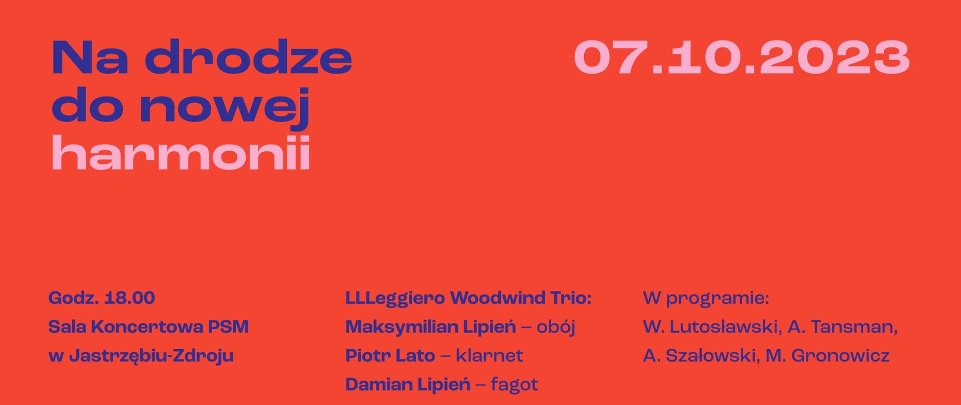 Plakat informacyjny dotyczący koncertu odbywającego się w dniu 07.10.2023 r. o godz. 18.00.