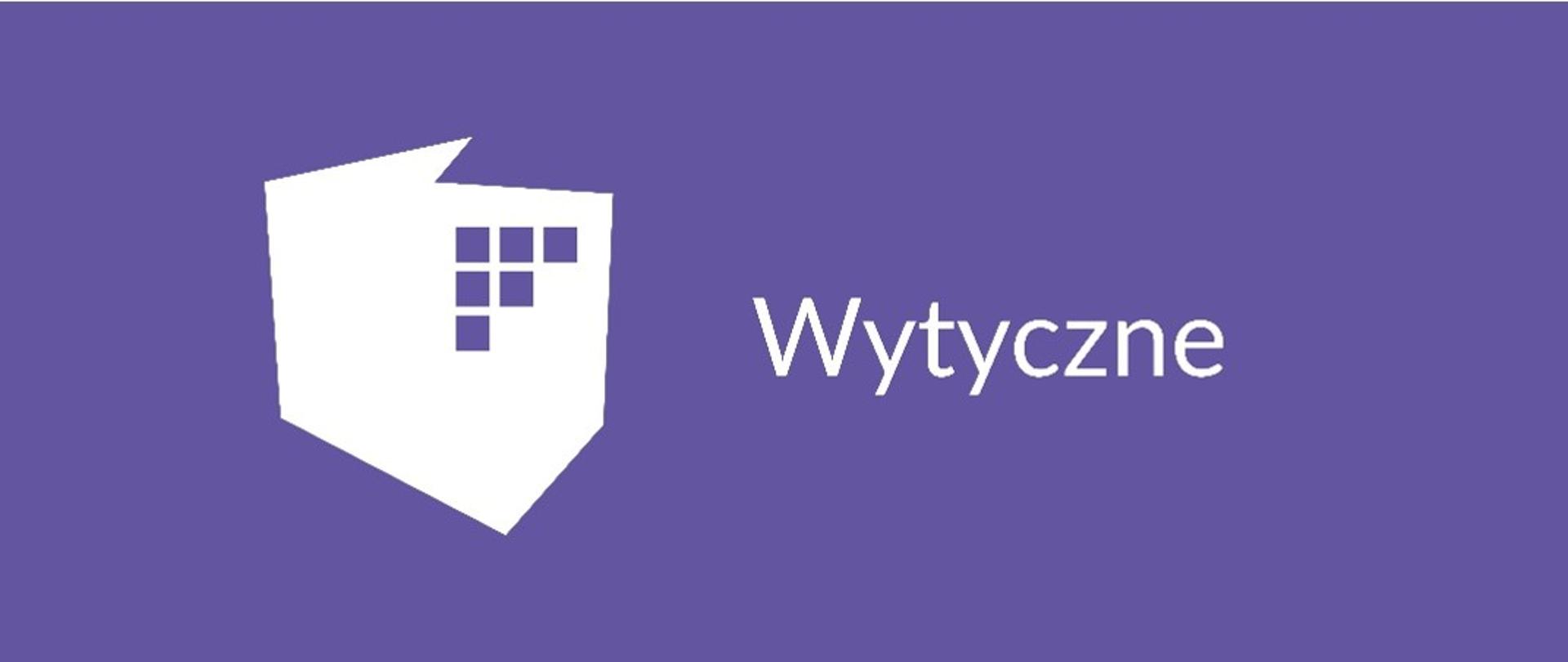 Logo serwisu Zagospodarowanie przestrzenne – cyfryzacja, po lewej stronie znajduje się uproszczony kontur Polski z białym wypełnieniem i z symbolem pikseli. Po prawej stronie grafiki na fioletowym tle znajduje się napis "Wytyczne". 