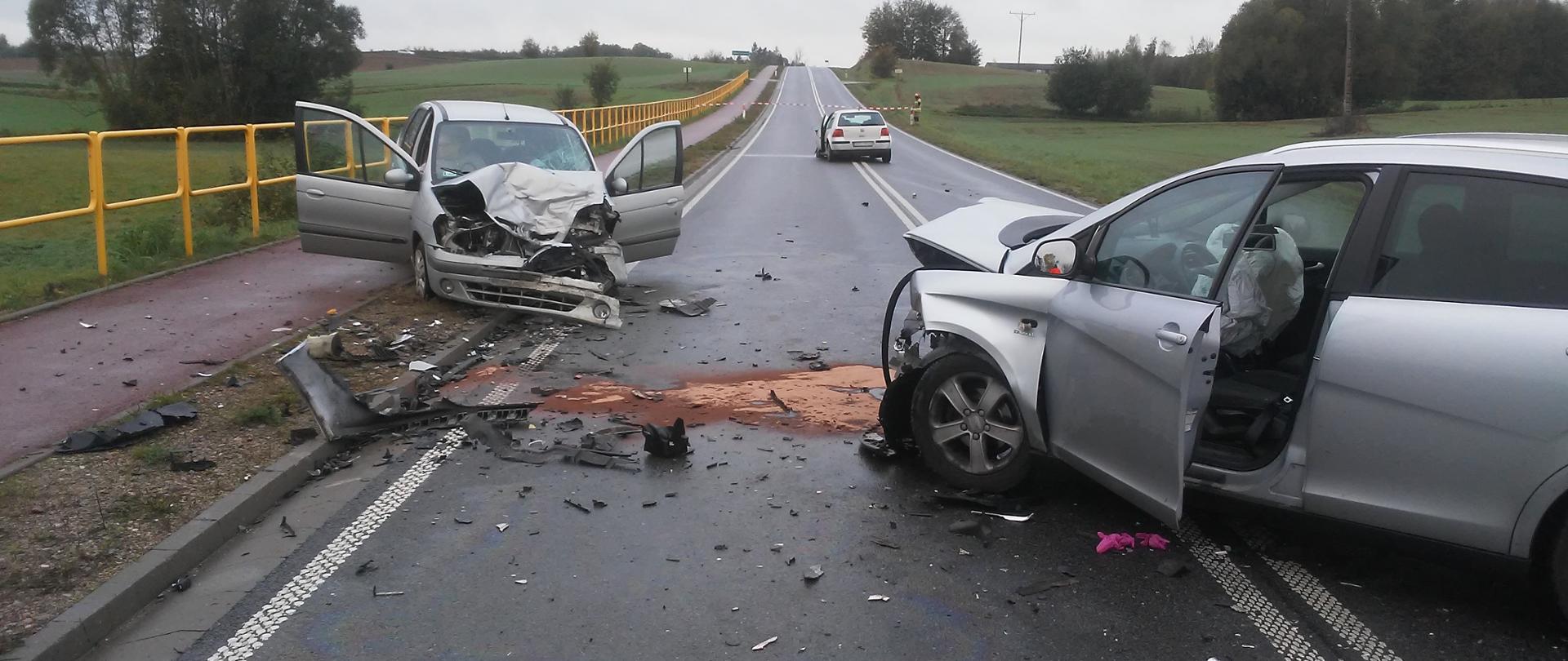 Stabieńszczyzna, zderzenie trzech samochodów. 16.10.2020 roku