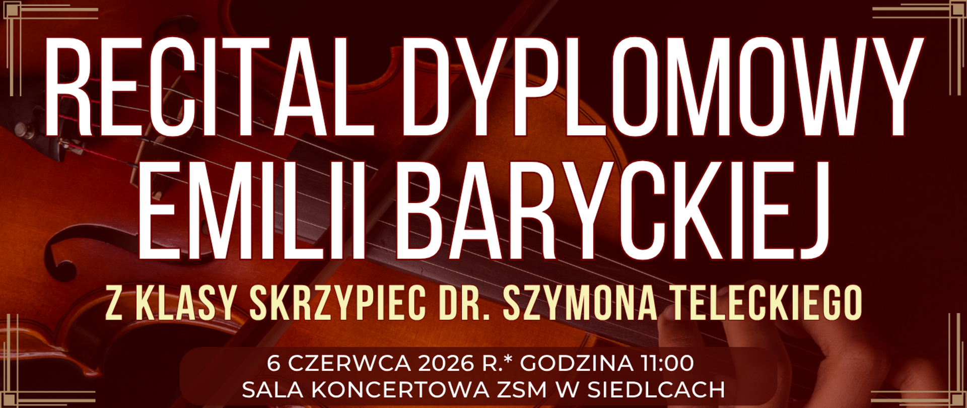 baner w tle skrzypce oraz informacja o wydarzeniu