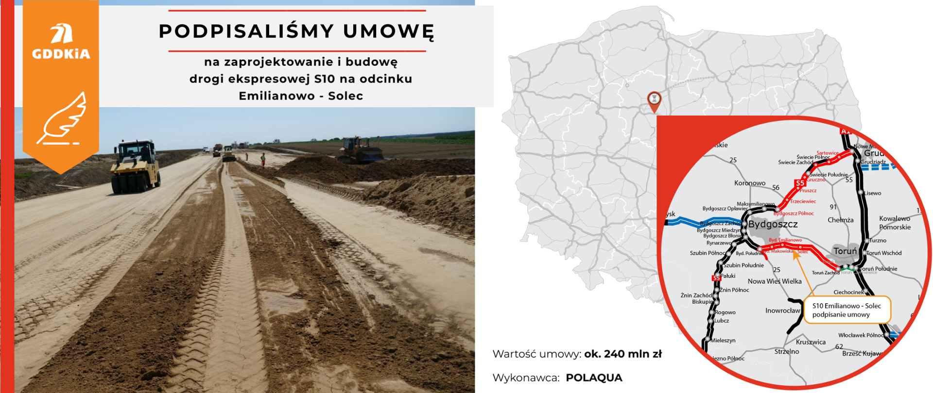 Podpisanie umowy na S10 Emilianowo - Solec