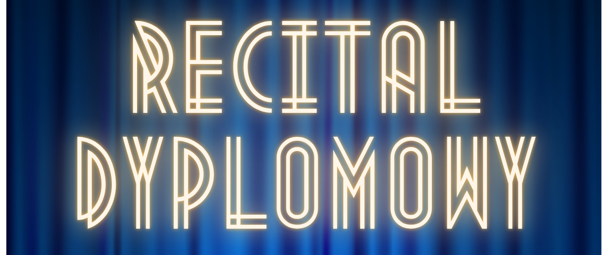 Plakat w tle niebieska kurtyna granatowa rozjaśniająca się oraz granatowe rzędy siedzeń – foteli W lewym górnym rogu logo szkoły według ustalonego znaku napisy państwowa szkoła muzyczna pierwszego i drugiego stopnia im Witolda Lutosławskiego w Nysie zaprasza na recital dyplomowy Aleksandry Dereń klasa fortepianu magistry Małgorzaty Łysiak 30 kwietnia 2026 godzina 11:30