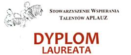 Dyplom laureata II miejsca w Międzynarodowym Lubelskim Konkursie akordeonowym 2026. Dyplom z białym tłem i czerwonym napisem. W górnej części znajduje się logo Stowarzyszenia Wspierania Talentów Aplauz.