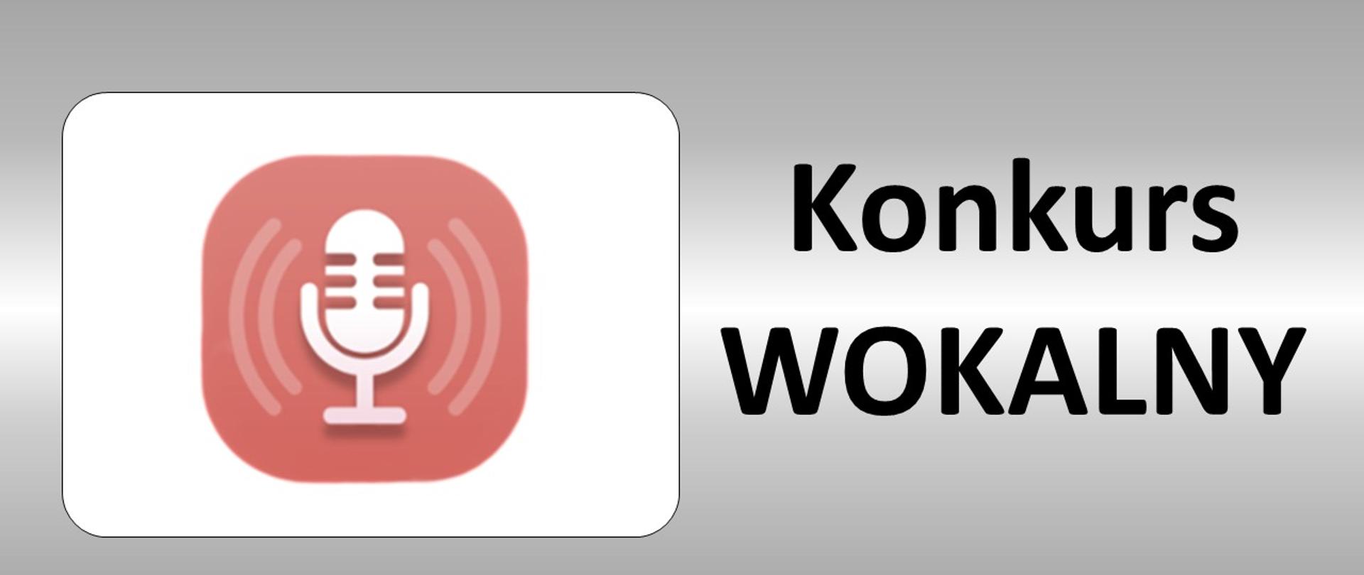 po lewej grafika przedstawiająca mikrofon, po prawej napis: Konkurs wokalny