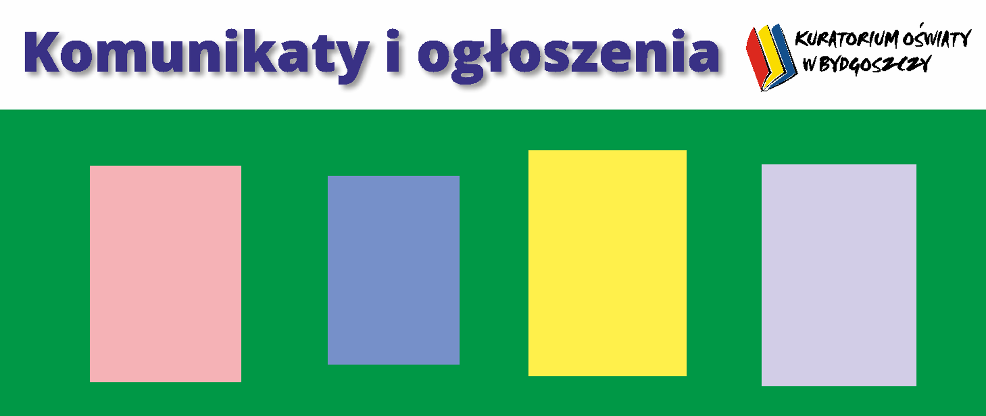 Grafika z tekstem „Komunikaty i ogłoszenia”. W górnym prawym rogu logotyp Kuratorium Oświaty w Bydgoszczy.