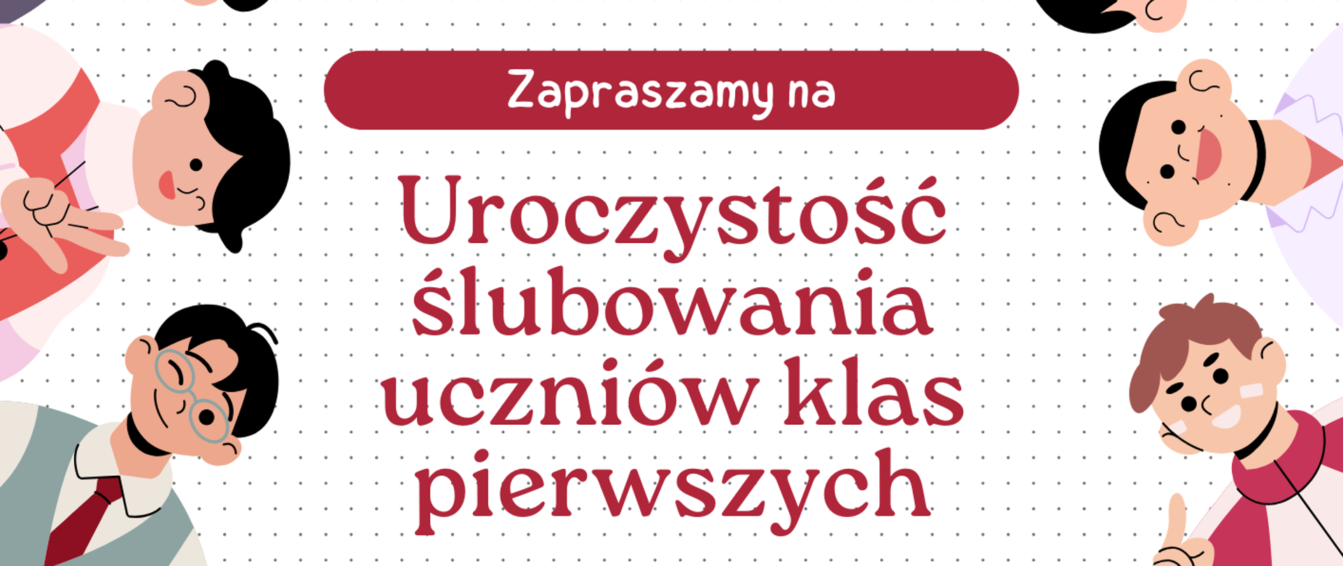 Plakat z grafiką dzieci z podniesionymi dłońmi w geście ślubowania