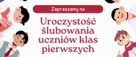 Plakat z grafiką dzieci z podniesionymi dłońmi w geście ślubowania