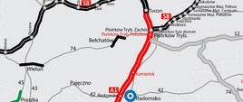 A1 Tuszyn - Częstochowa - mapa