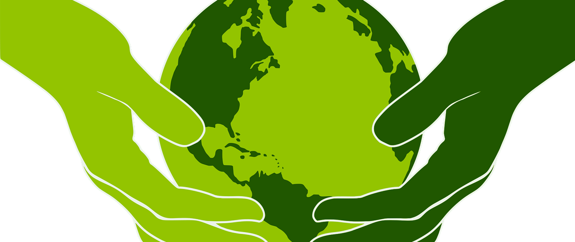 Kula ziemska w dłoniach w kolorystyce zieleni