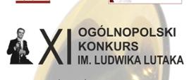 XI Ogólnopolski Konkurs im. Ludwika Lutaka 13-15.11.2025 plakat biały z podobizną Lutaka i czaszą trąbki