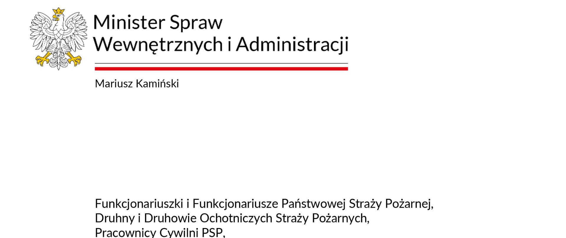 Fotografia z treścią życzeń Ministra Spraw Wewnętrznych i Administracji 