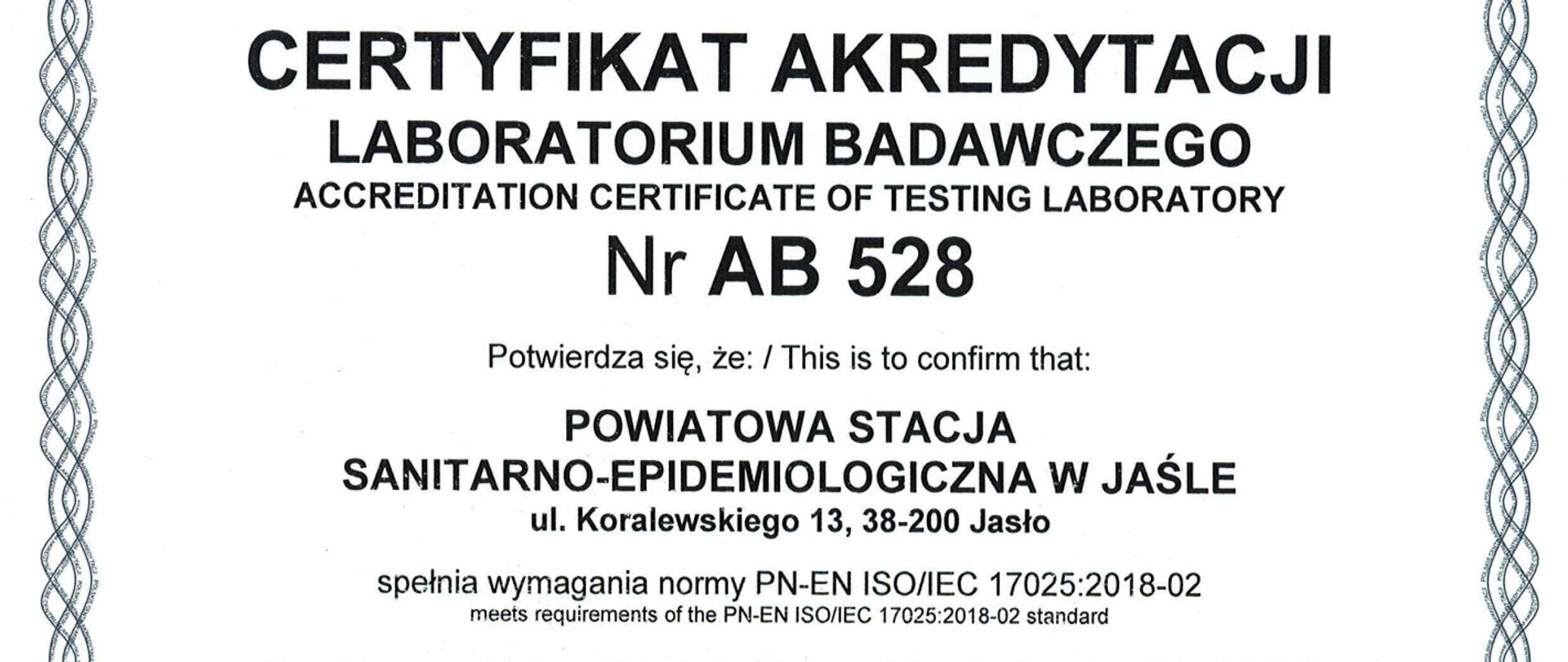 Certyfikat Akredytacji