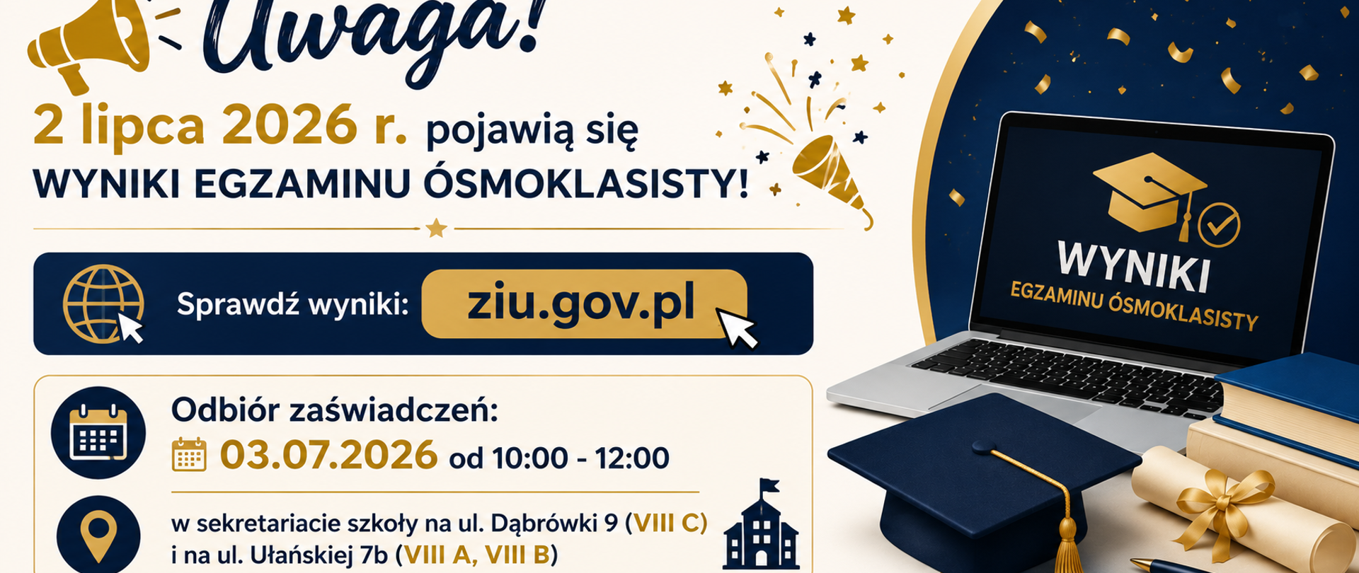  WYNIKI EGZAMINU ÓSMOKLASISTY! 