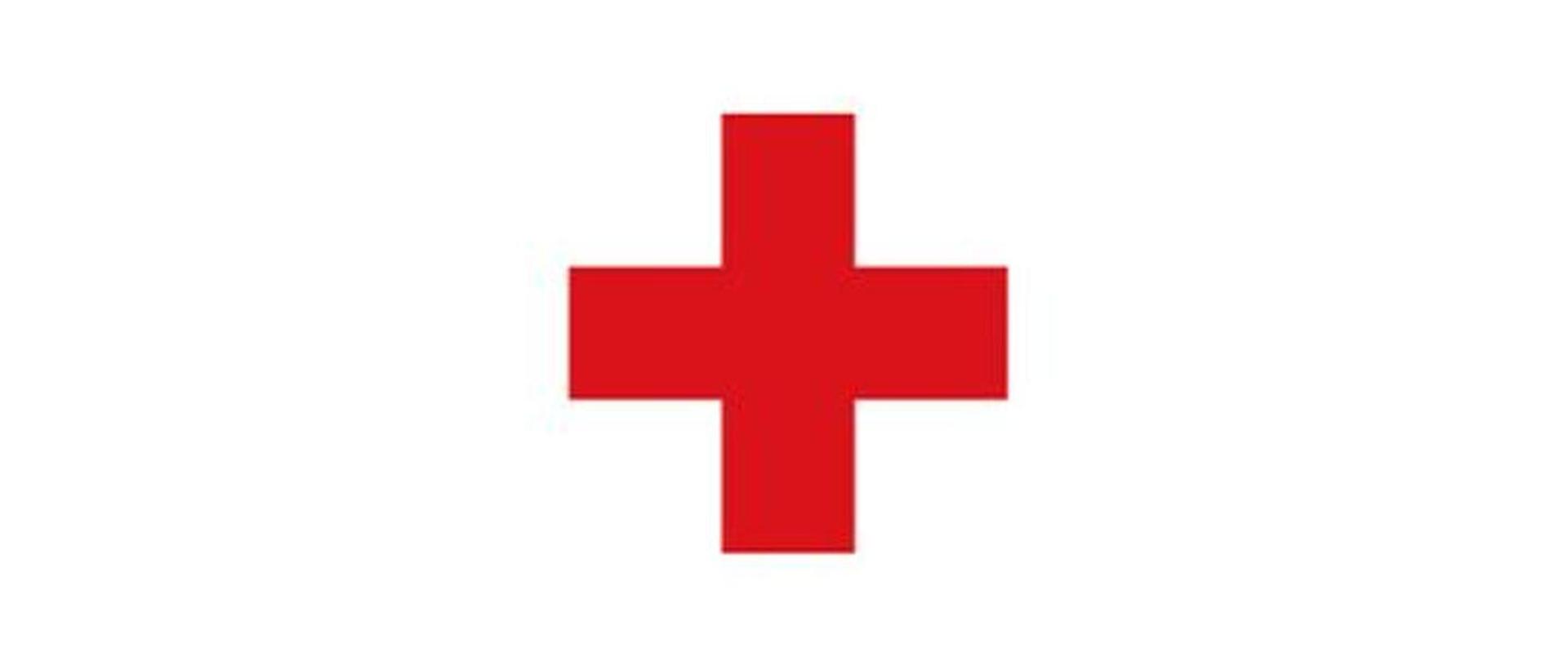Zdjęcie obrazuje Znak czerwonego krzyża na białym tle