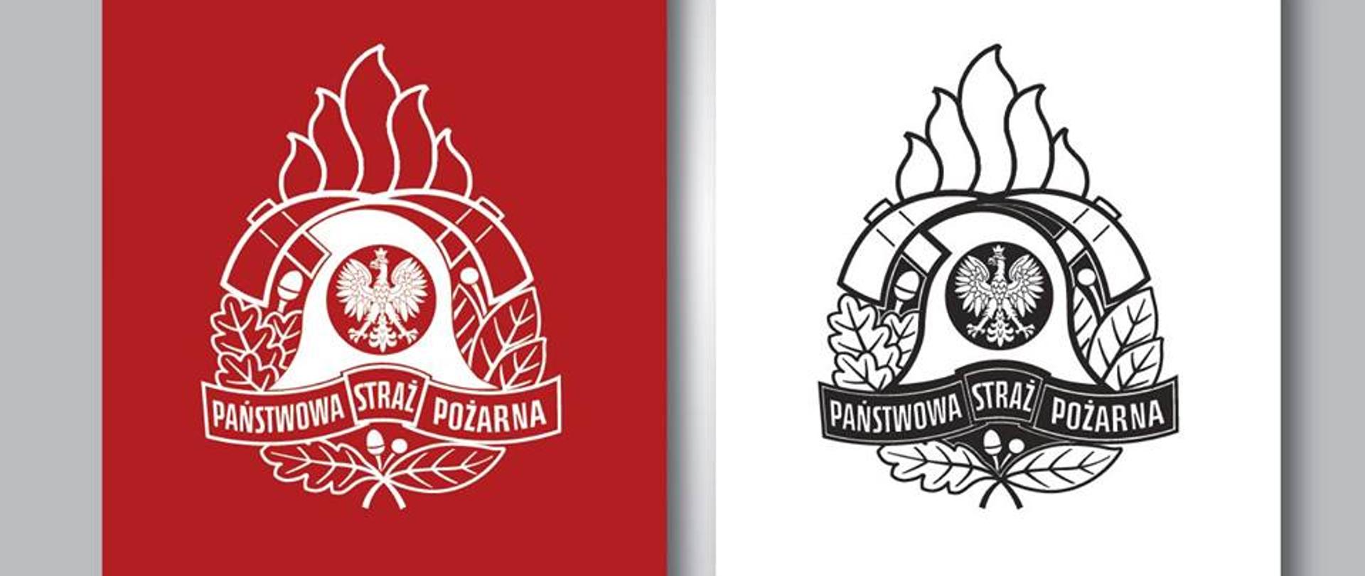 Logo PSP na tłach białych i czerwonych