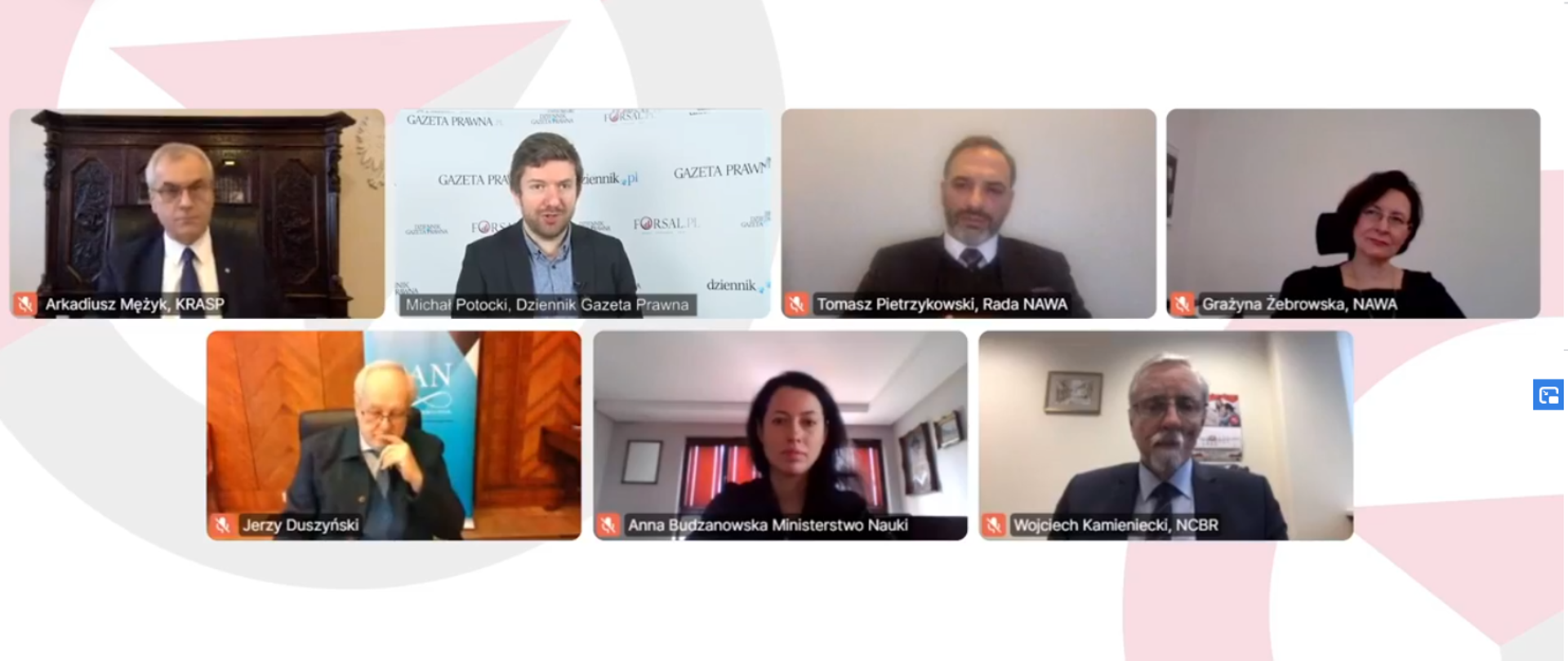 Obraz - ekrany uczestników debaty.